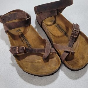 Birkenstock Yara Sandals Shoes Leather Brown Women's Sz 40 Us 9